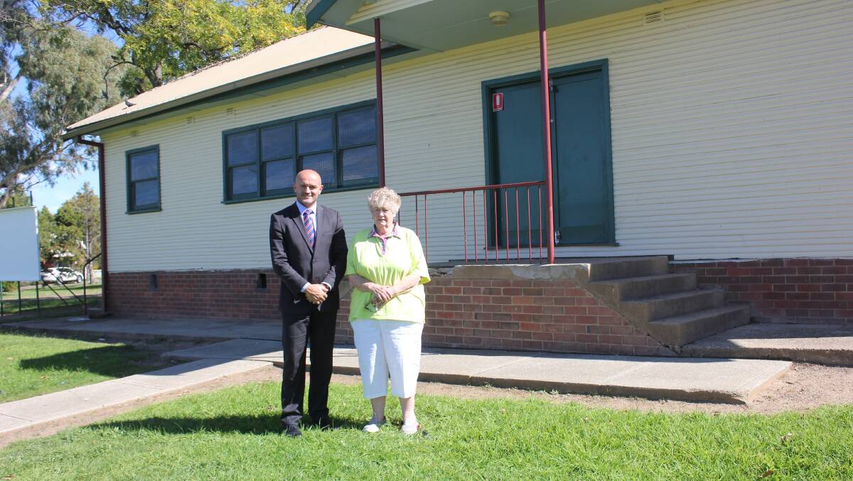 PAVILIION: Goulburn Mulwaree director of operations Matt O'Rourke and Cr Margaret O'Neill outside the pavilion at Seiffert Oval, which could soon be replaced, if a council grant application is successful. 
