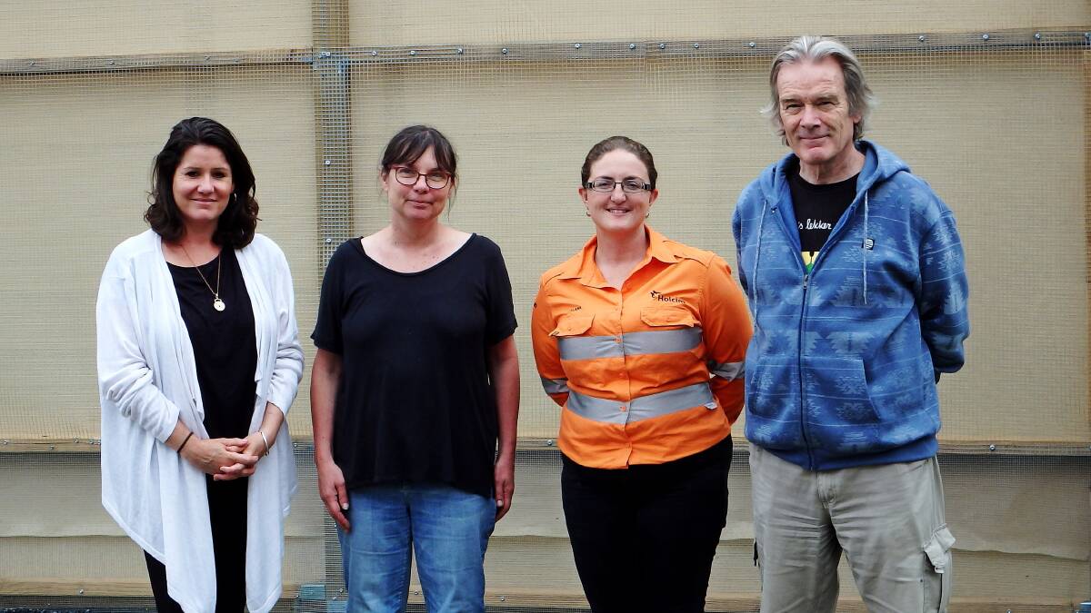 OPENING: Leanne Taylor (WIRES CEO), Heather Caulfield (WIRES Bat Co-ordinator), Alana White Holcim Senior Environment and Community Liaison) and Mark Senton-Jones (Holcim Community Investment Fund Steering Committee) at the official launch of the facility. 