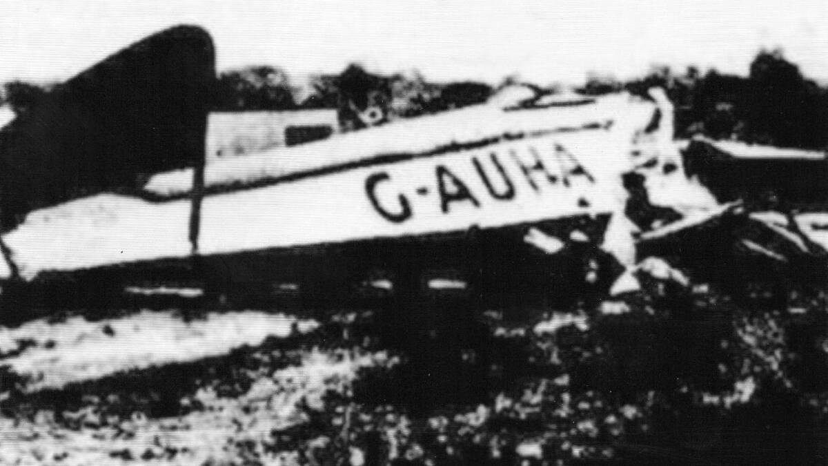 CRASH: A photograph of the 1929 plane crash. The plane was later rebuilt and flew again. Photo supplied by Bob Piper. 

