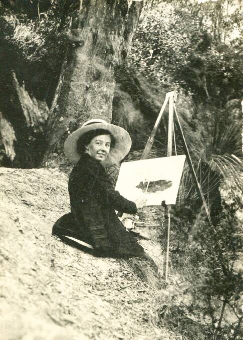 OUTDOORS: Ethel Clara Liggins on one of her plein air painting excusions somewhere near Goulburn. Photos Jim Brown. Supplied by Margaret Kearns.