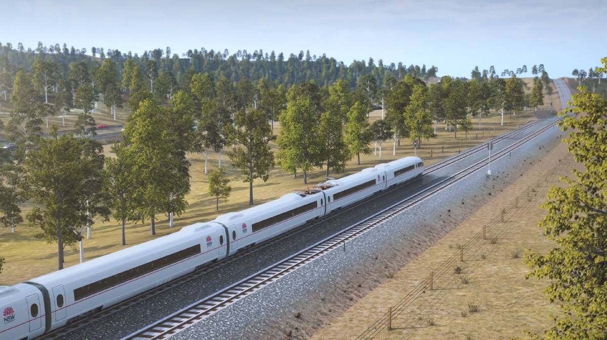 An artists impression of the proposed new high speed trains for NSW. Image supplied. 