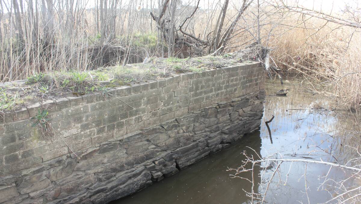 ABUTMENT: One of the abutments of the 1843 bridge near the Old Goulburn Brewery. Photo David Cole. 