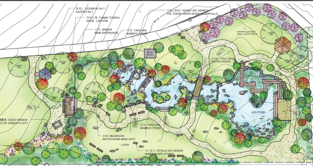 NEW GARDEN: The plans for a proposed Japanese garden that will go into Victoria Park this year. image supplied. 