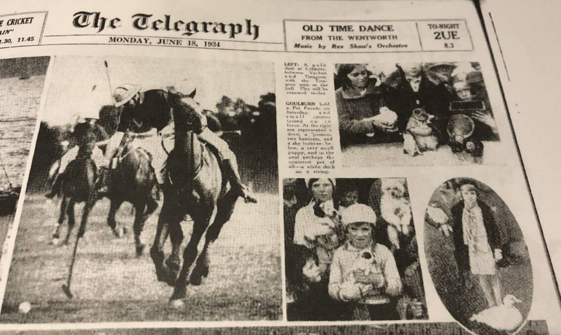PET PARADE: Goulburn made the front page of the Daily Telegraph in 1934 with its amazing pet parade. Mr Mannion recently visited Goulburn to start scoping out the project. He plans to start shooting the film in May, 2020. This image was supplied by Anthony Mannion. 