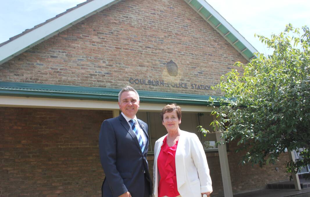 MORE POLICE: NSW Shadow Minister for Police Guy Zangari MP with Labor candidate for Goulburn Ursula Stephens at the Goulburn Police Station on Thursday. 