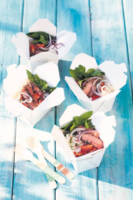 Little Thai beef and noodle salads to go. Picture: Supplied