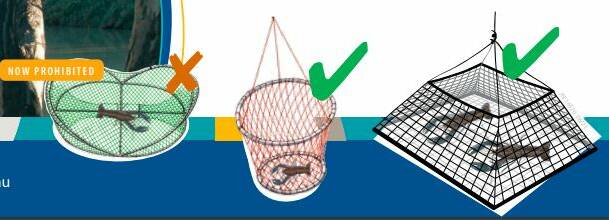 WHATS ALLOWED: Now banned Opera House style yabby traps and the new open-top, eco-friendly nets that must now be used in all NSW waters. Image: D PI