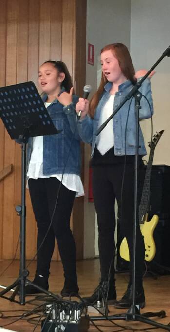 Singing duet: Sunday afternoon's live radio broadcast (FM 103.3) heard Crookwell High year 7 students Misha O'Brien and Meg Gamble. 