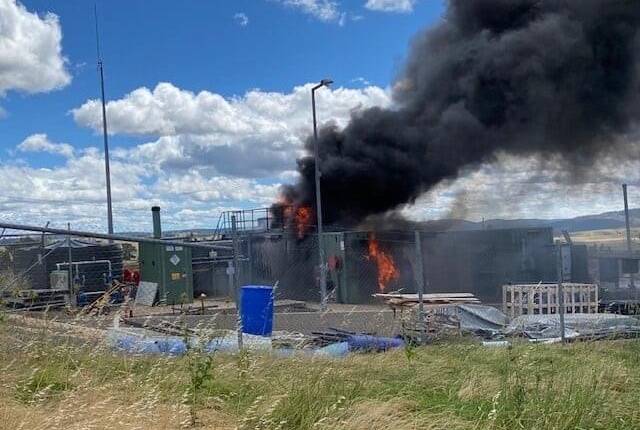 Emergency: A fire at the water treatment facility has destroyed the plant. Photo: Upper Lachlan Shire Council