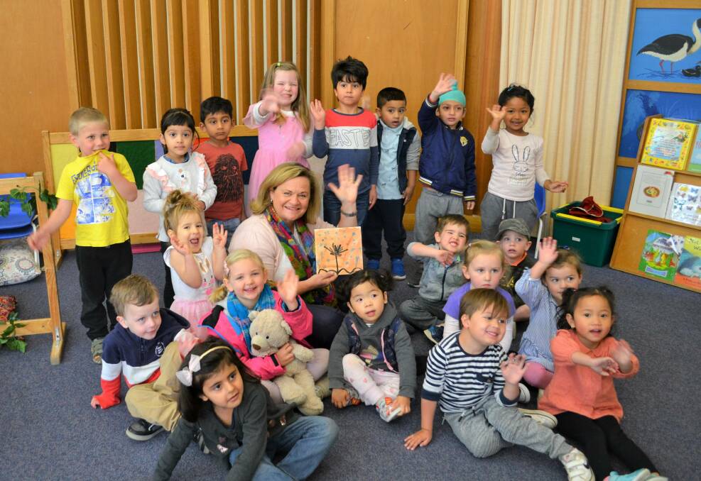 GOVERNMENT: Member for Goulburn Wendy Tuckerman with children at Anglicares Orana Preschool in Goulburn. Photo: File