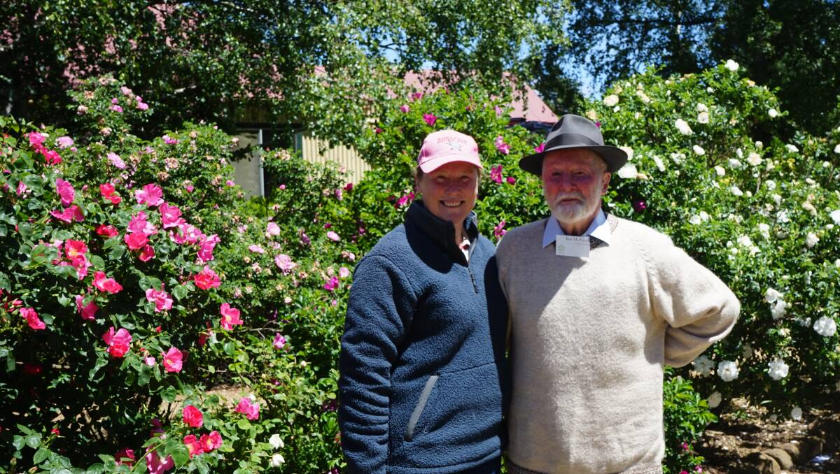GARDEN FESTIVAL: Ian McFaul with his daughter at Enid's garden. Photo: Clare McCabe
