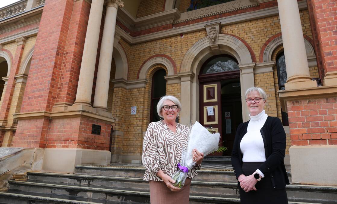 Ingrid Clements is the first Justice of the Peace to be sworn in under King Charles by Goulburn Courthouse registrar Bernadette Hilton. 