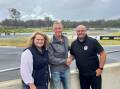 Goulburn MP Wendy Tuckerman, Pheasant Wood motor sport facility owner, Steve Shelley and Benalla Auto Club general manager, Steve Whyte.