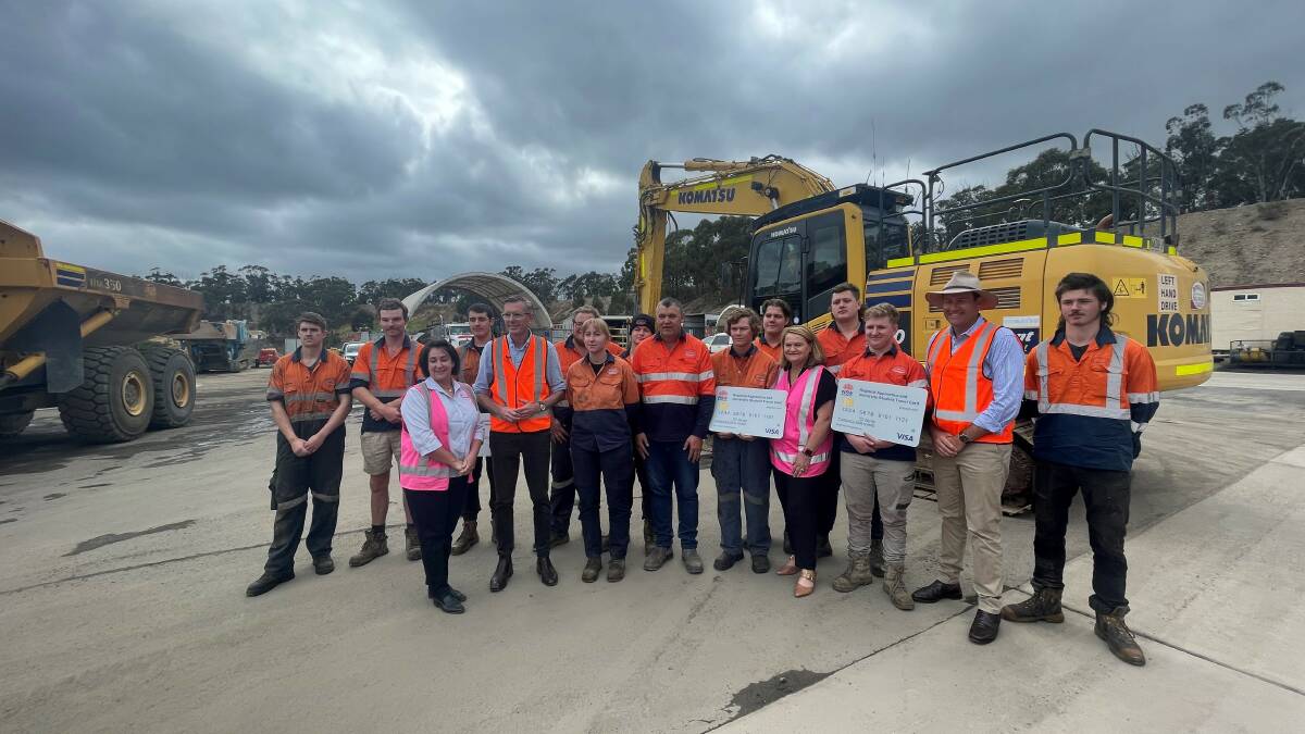 Premier Dominic Perrotet joined Goulburn MP Wendy Tuckerman, Regional Transport Minister Sam Farraway and Deputy Premier Paul Toole at Divall's Bulk Haulage in Goulburn to unveil the $250 travel cards. Picture by Paige Penning. 