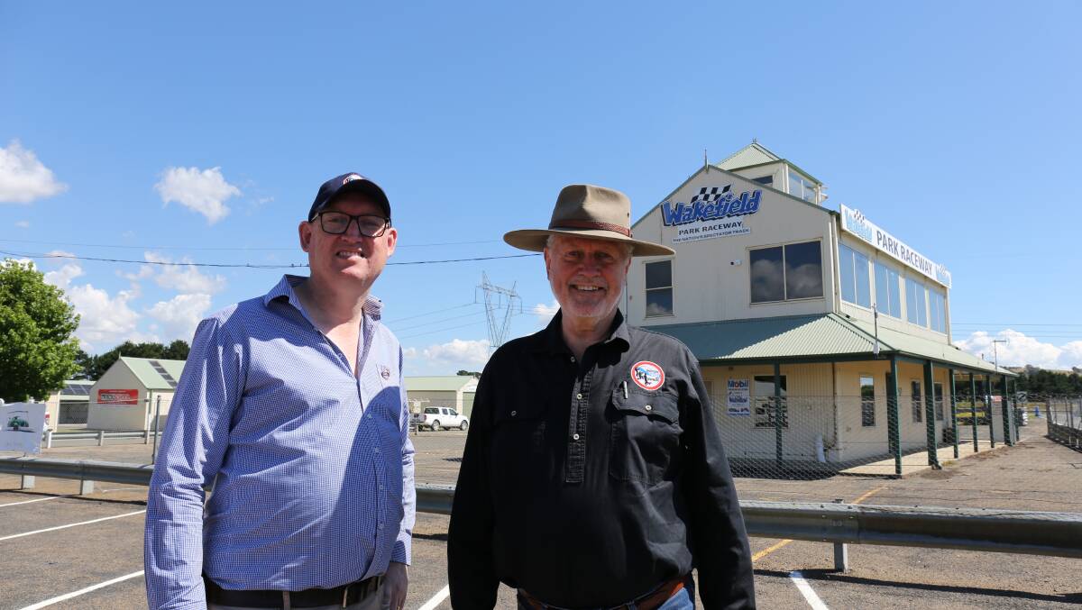 Andy Wood and Robert Borsak at Wakefield Park on January 25 announcing Mr Wood as a Shooters, Fishers and Farmers Party candidate for the Seat of Goulburn. 