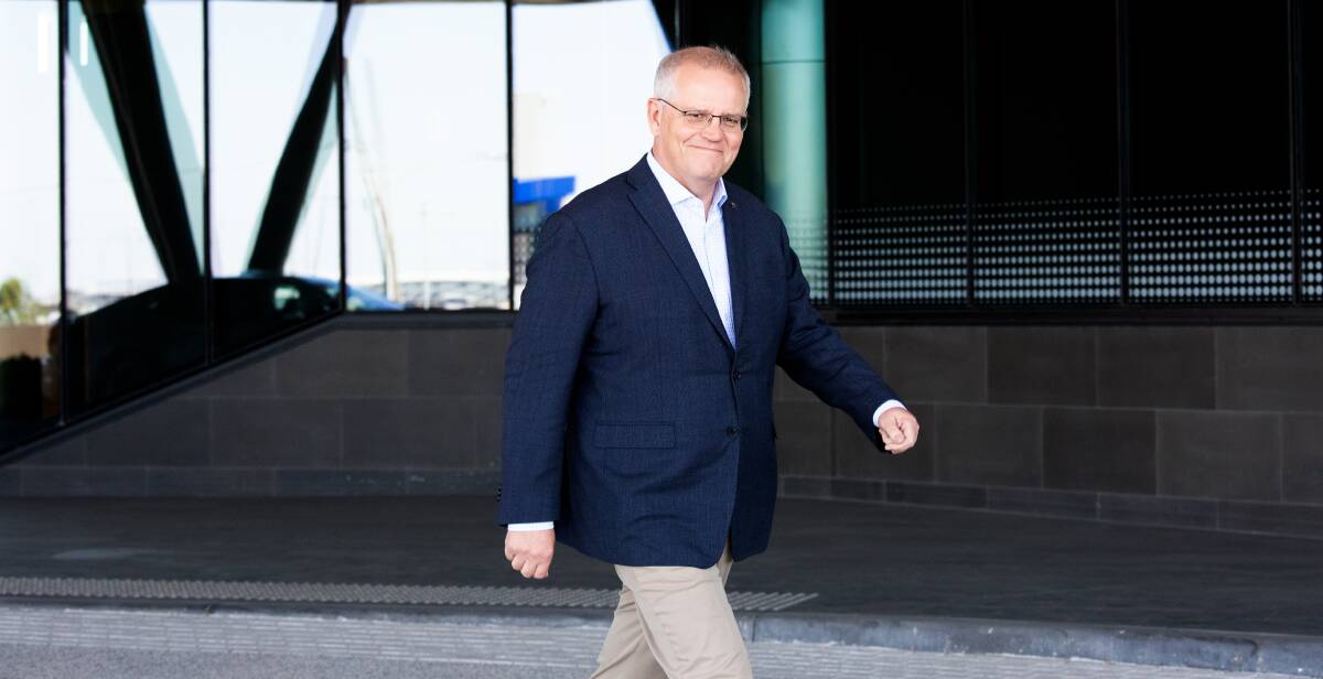 Former prime minister Scott Morrison at Tullamarine airport in Melbourne. Picture: James Croucher
