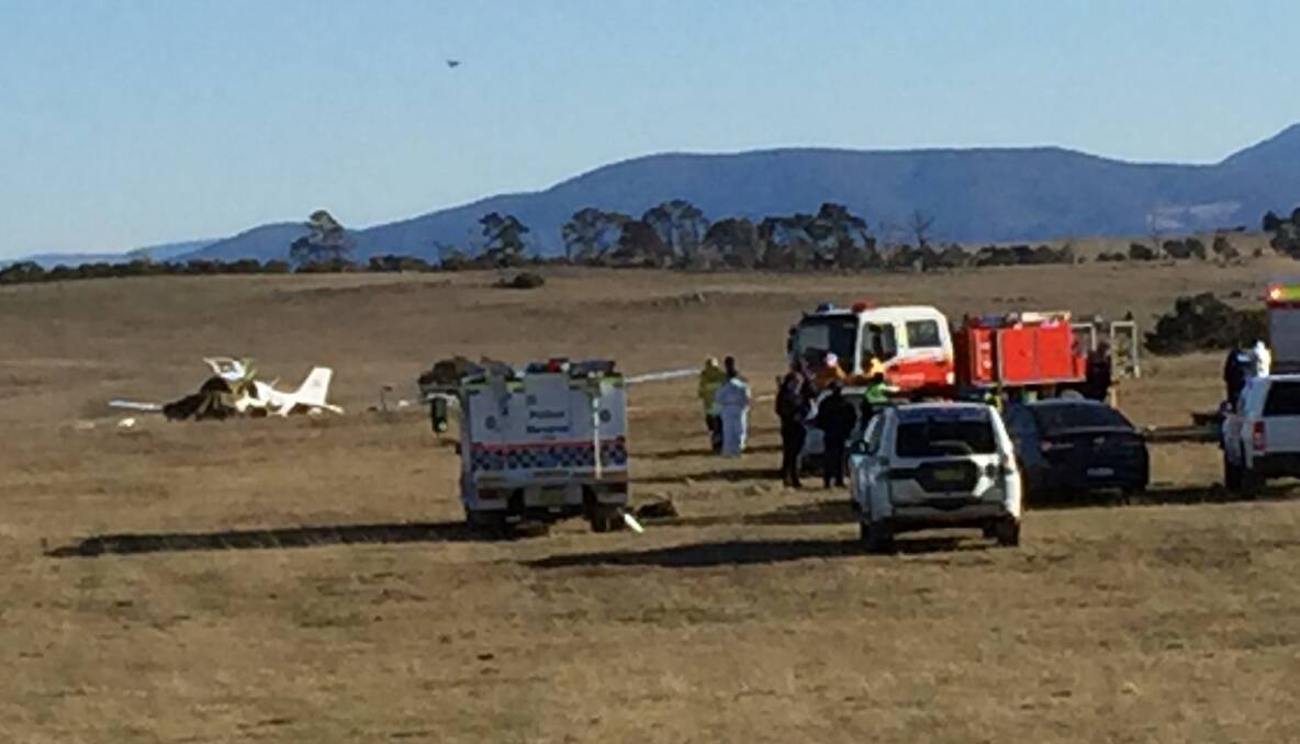 The plane crash in the Braidwood area, 90 kilometres to the east of Canberra. Picture: Robin Tennant-Woods