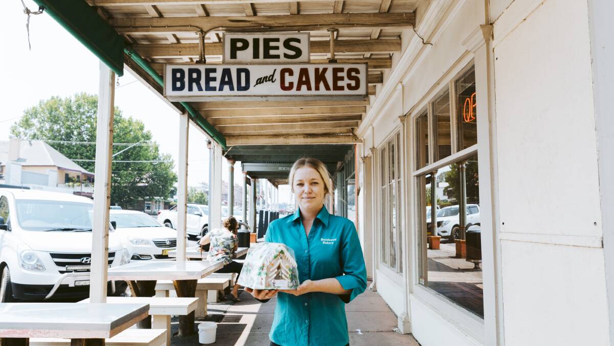 Braidwood Bakery staff member Jaye Cobe out the front of the bakery, which has seen large declines in trade while the Kings Highway has been shut. Picture: Jamila Toderas