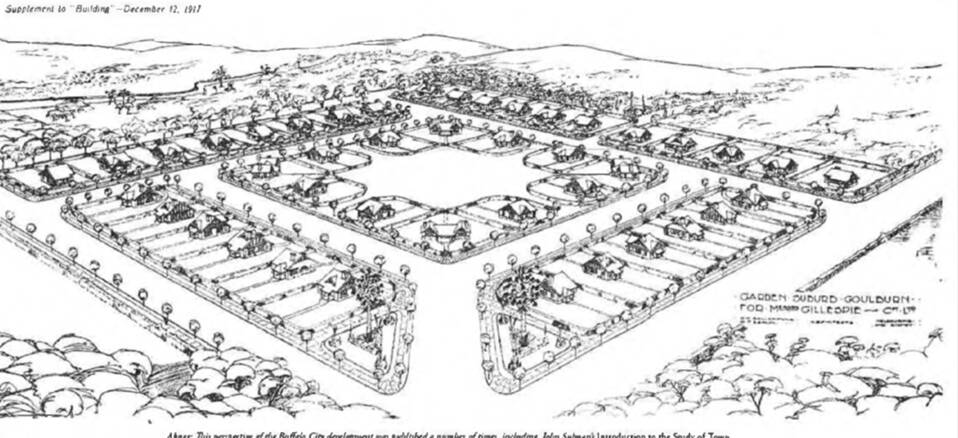 BEST LAID PLANS: Proposed Buffalo City development commissioned by Gillespie & Co in 1917. Published as a supplement to Building journal, 12 December 1917.