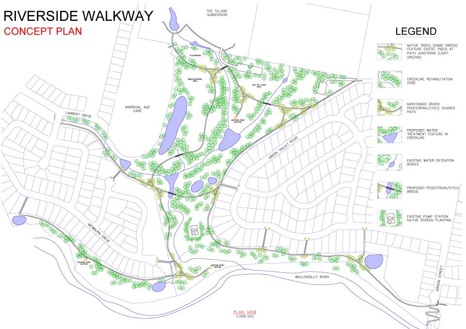 RIVERSIDE DELIGHT: The concept plan showing shared pedestrian pathways linking different sections of the park, and bridges to create features over waterways. 