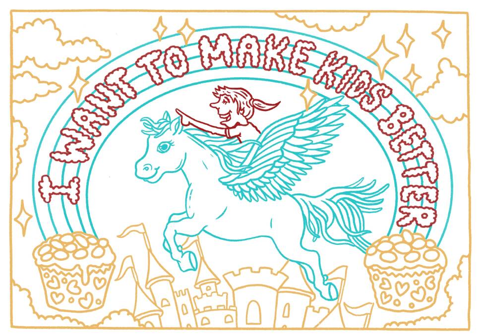 The colouring page developed from Madilyn's ideas, thanks to illustrator Mitch Revs.