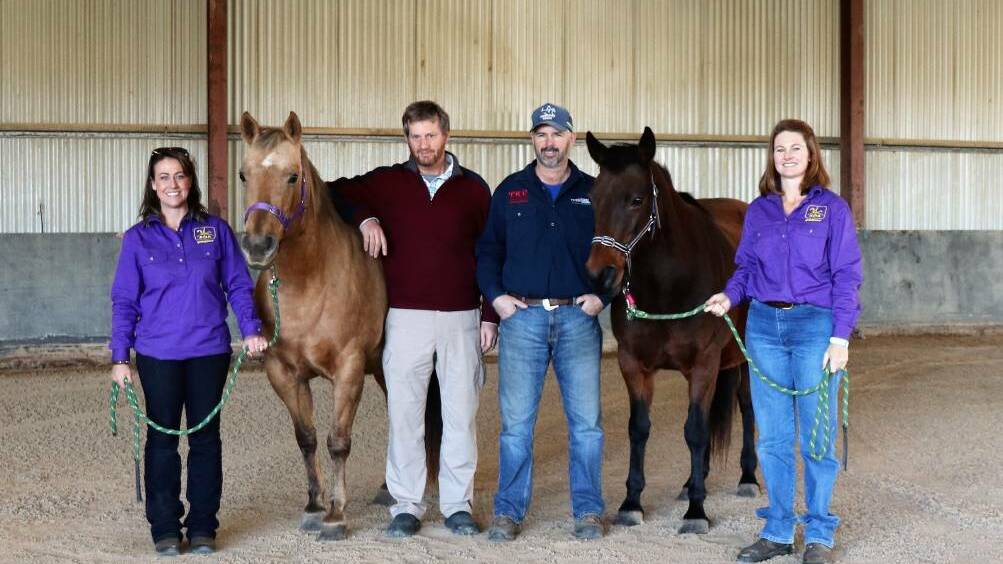 Representatives from Riding for the Disabled and the Campdraft Association, Jo Grove, Campbell Boileau, Tony Pearce and Katherine Fraser. Photo: supplied
