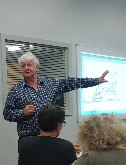 BRIGHT IDEAS:  Peter Kenyon of 'Bank Of I.D.E.A.S.' leads the discussion at Gunning District Association Workshop last Friday night. Photo: Leslie Bush.