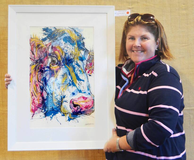 COUNTRY STYLE: Samantha Cosgrove with her work 'Cow', which won the People's Choice Award last year.