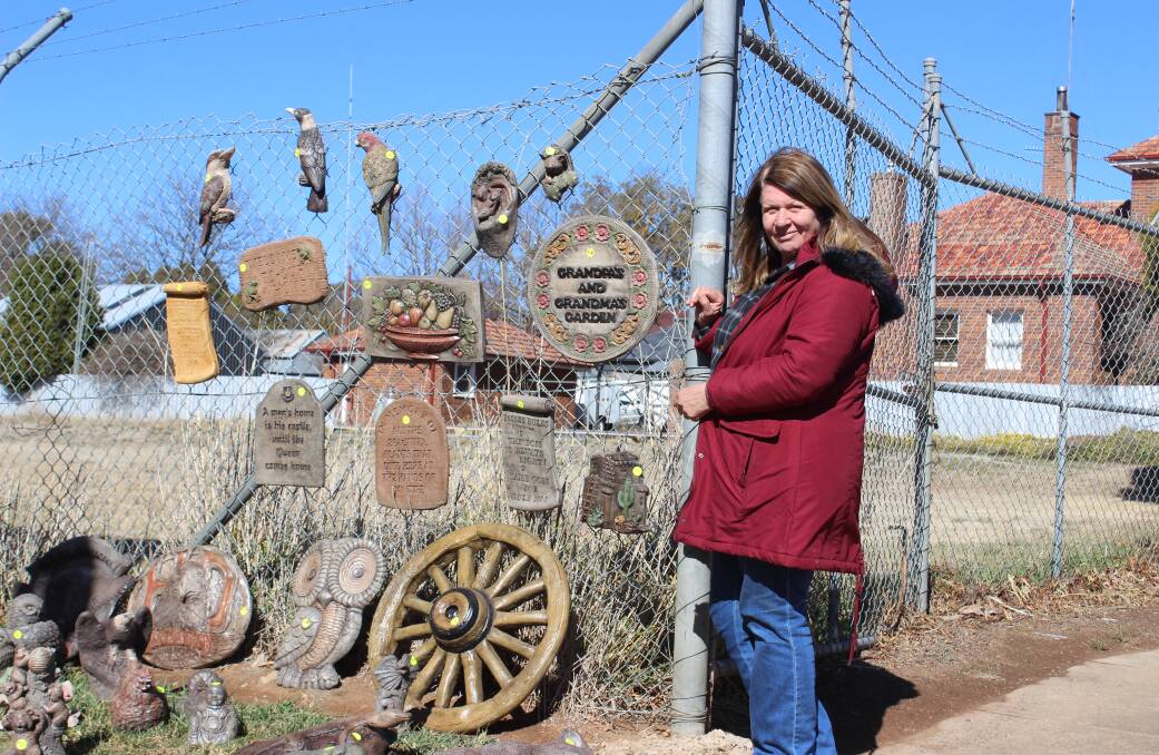 NEW STALL: Debbie from Binda with her array of garden ornaments at the Lions Club Country Markets.