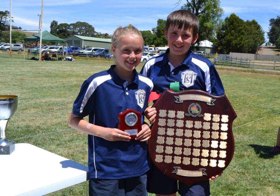 OVERALL WINNER: The Upper Lachlan Shire Council Shield winner was Bigga Public School, accepted by Jacob Hogan and Makayla Clements.