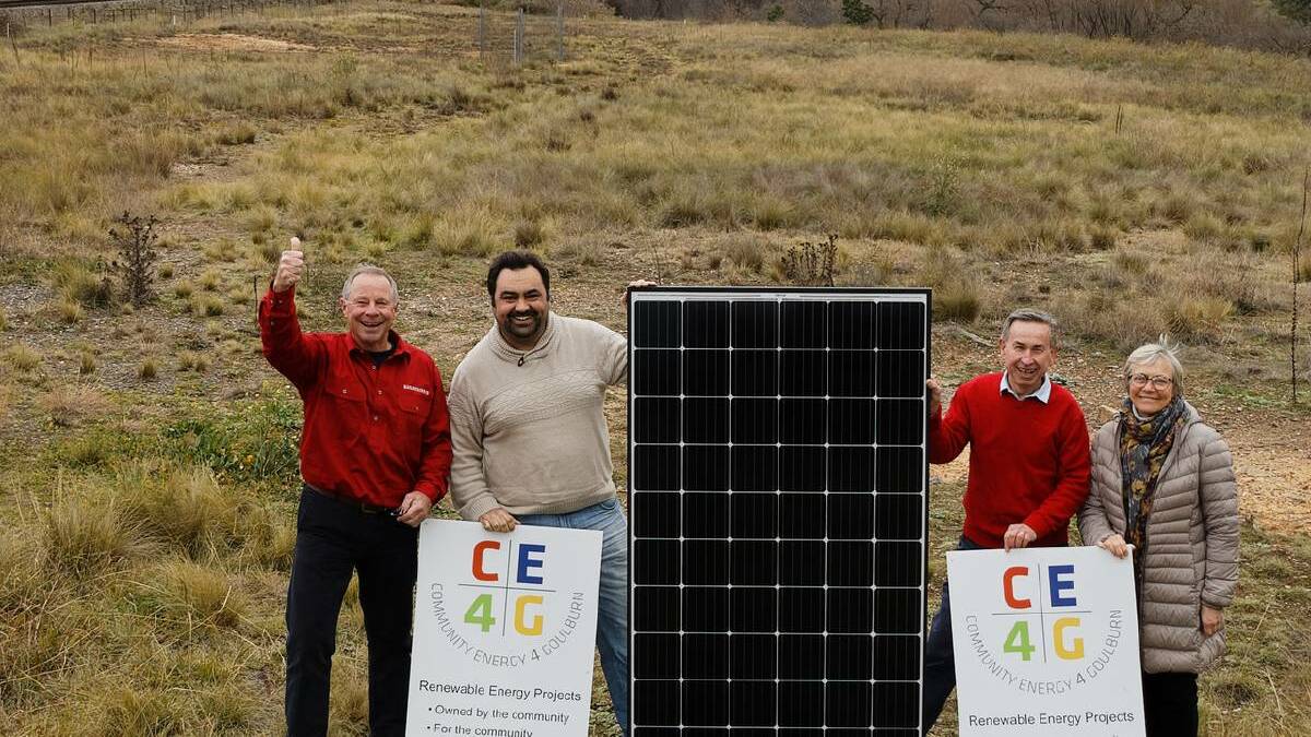 TAKING A STAND: CE4G committee members Ed Suttle, Alex Ferrara, Peter Fraser and Louise Bennetts are sticking to their principals as they build the community owned solar farm. Photo: Nicola Fraser.
