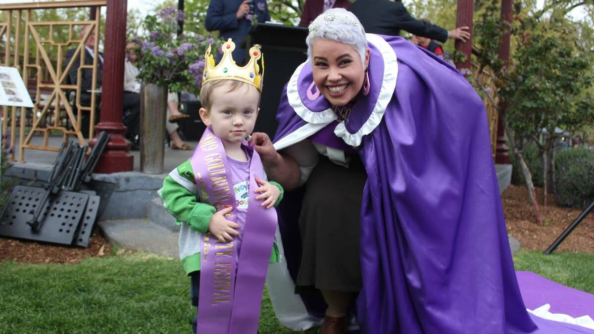April (pictured with young Lilac Prince Charlie Urquhart) is a familiar face to many in Goulburn, especially since becoming the Lilac Festival Queen.