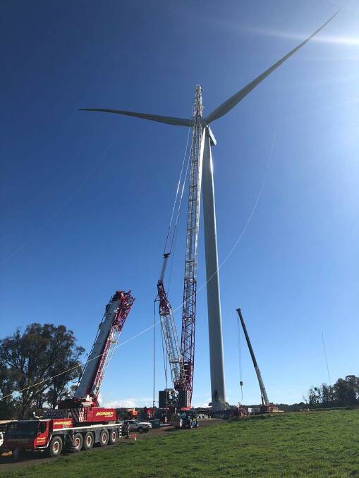 Cranes are crucial to the construction of the turbines.