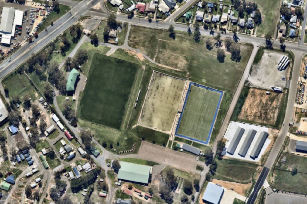 An aerial shot of the Goulburn Hockey Complex off Findlay Road.
