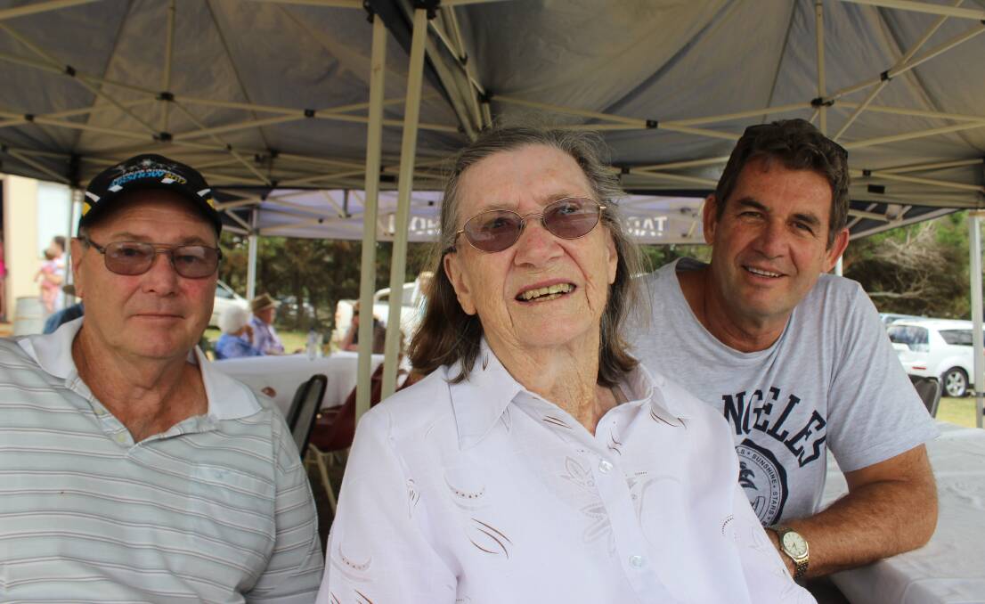 BACK IN TOWN: Kelvin Cameron accompanied former resident, 94 year-old Merle Jenkins (nee Bee), and her son, Russell, to meet old friends at the show on Saturday.