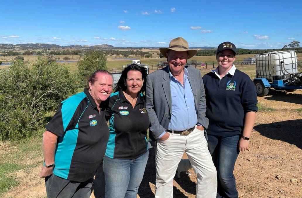 NEW FRIEND: Heavy Horse Heaven president and founder Karen Hood (second from left) pictured with Dr Harry as well as her landlady, also called Karen (left), and volunteeer Em.