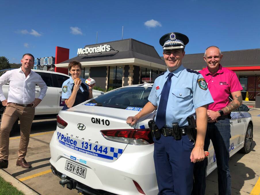Licensee for North Goulburn McDonalds Daimon Poole, Leading Senior Constable Bianca Williams, Inspector Matthew Hinton and Mission Australia's Daniel Strickland 