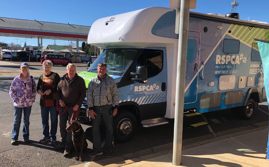 RSPCA Goulburn branch members Natalie Jeffery, Marilyn Manfred, Peter Manfred and Geoff Holmes, along with Charlie Brown the dog, checked out the new rescue unit on Friday. 