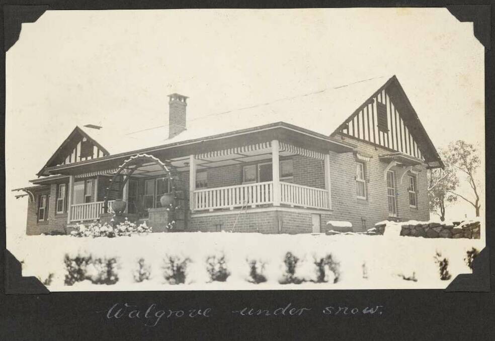 OLD TIMES: Walgrove under snow, Yass, ca. 1928. PHOTO: Charles Maurice Yonge, National Library of Australia