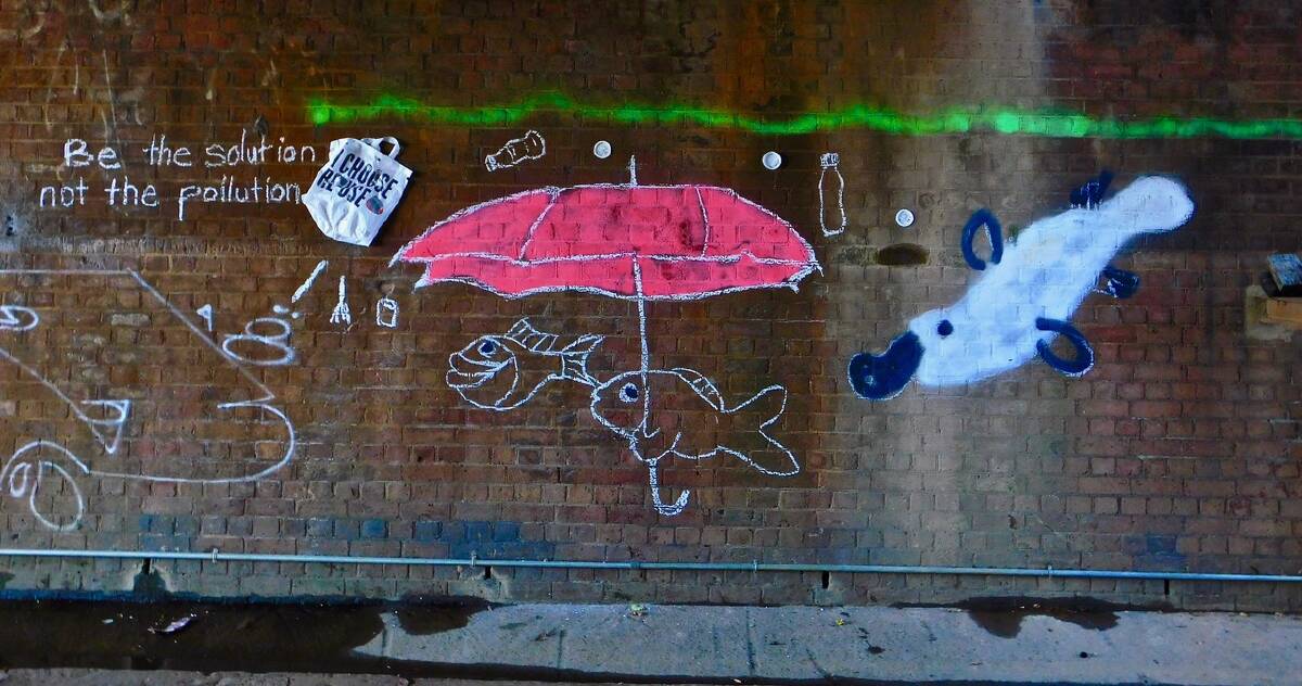 Chalk drawings under the railway underpass from Sloane Street leading to Eastgrove. Photo: Mark Sloane