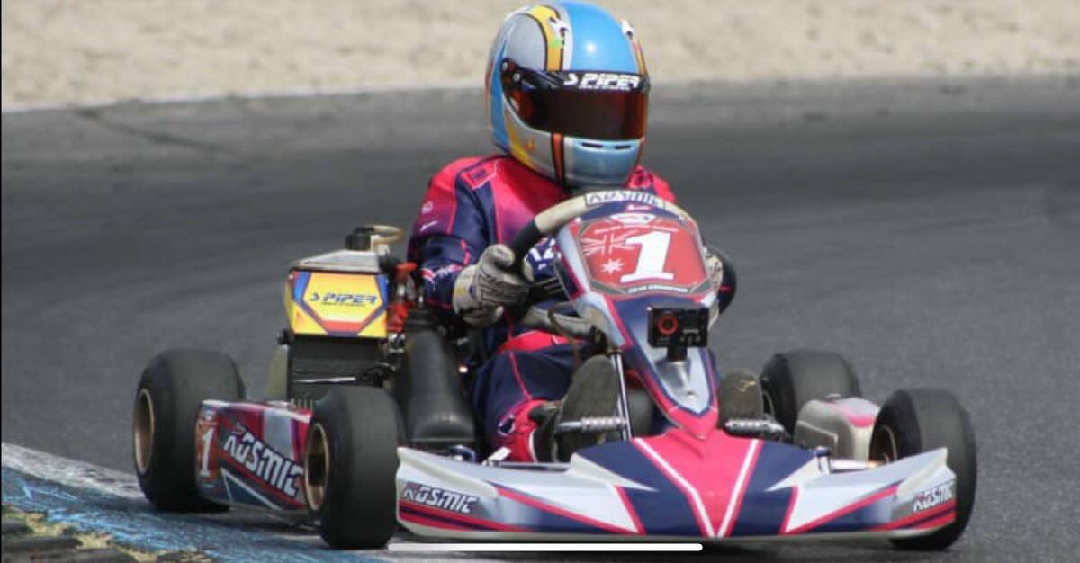 In action: Costa Toparis dominated his peers at the first round of the Australian Rotax Karting Championship over the Australia Day long weekend. Photo: Supplied.