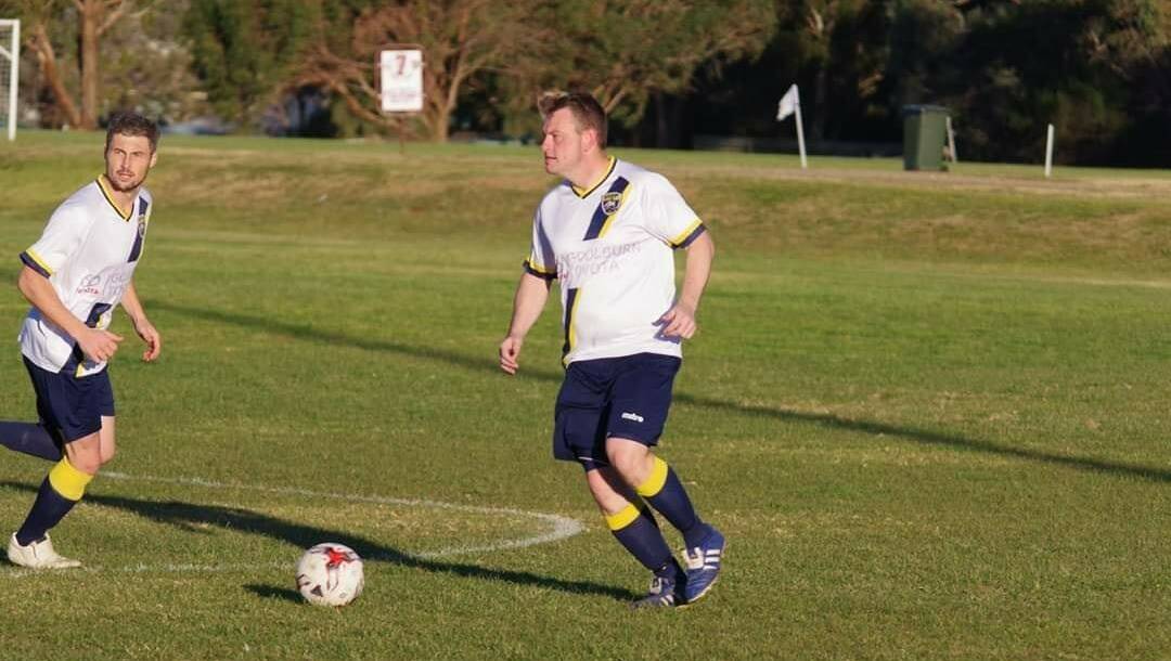 On field: David Albrighton, pictured, said the Strikers played their best football so far last weekend against the Stags. Photo: Goulburn Strikers/Facebook. 