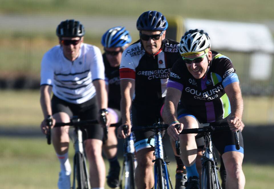 Bunched: The Goulburn Cycling Club's weekly meet was held at Wakefield Park last Thursday. Photo: David Carmichael.