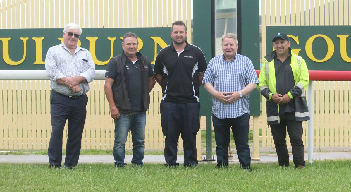 Expertise: (from left) Ken Ikin, Greg Carmody, Shaun Patterson, Lindsay Murphy, and Tony Brabender at the Goulburn Race Club on Wednesday morning. Photo: Zac Lowe.