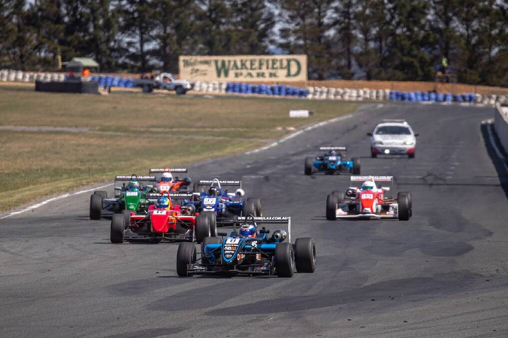 Roaring: The Formula 3 cars flew around Wakefield Park track on the weekend. Photo: Insyde Media.