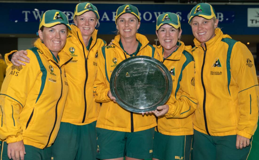 Together: Ellen Ryan (second from left) will travel to the Gold Coast in May with the Australian women's team after their Trans-Tasman dominance. Photo: Bowls Australia. 