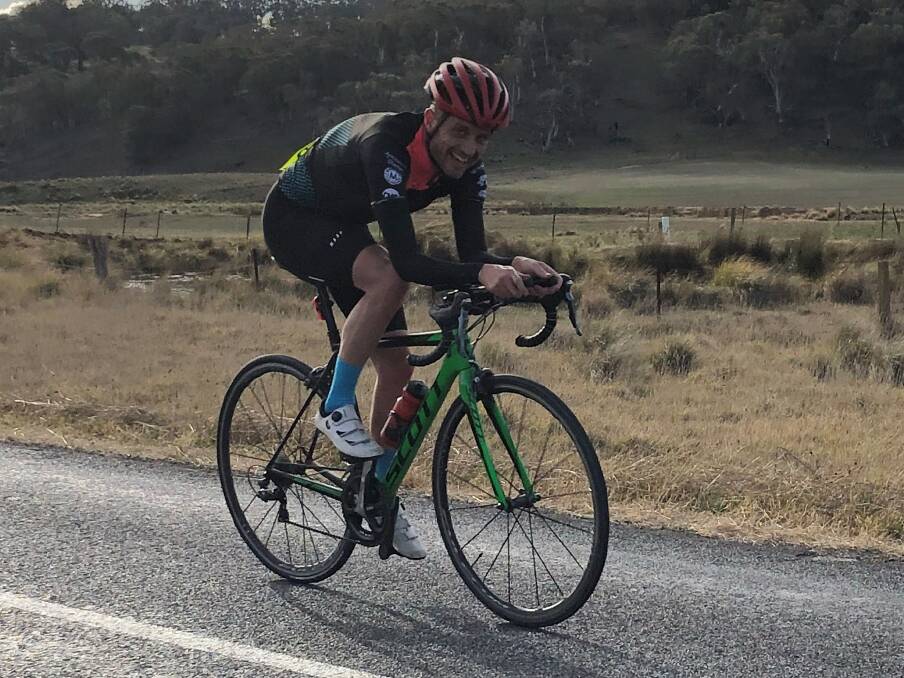 Good form: Jeremy Gilchrist claimed first place in the Goulburn Cycle Club's recent 75-lap race at Seiffert Oval. Photo: Supplied.