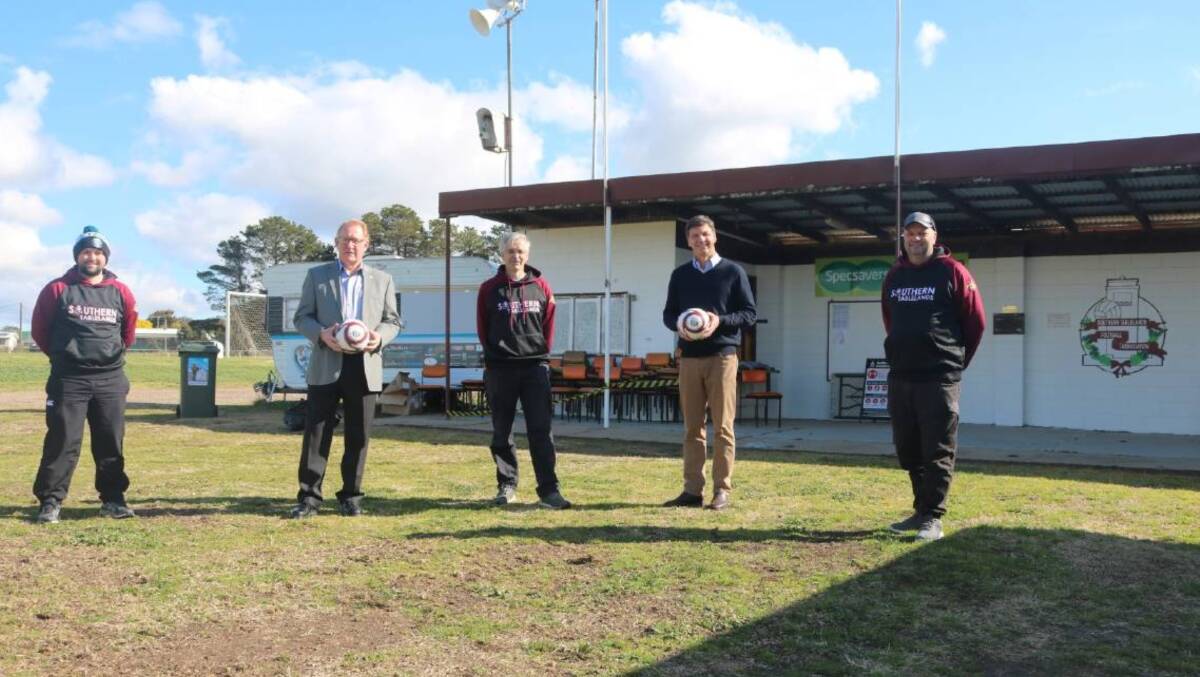 Under construction: The new changerooms and pavilion, which are expected to be complete by June, were a major factor for the STFA to secure the Country Championships, which will be played at Cookbundoon in October. Photo: Supplied.