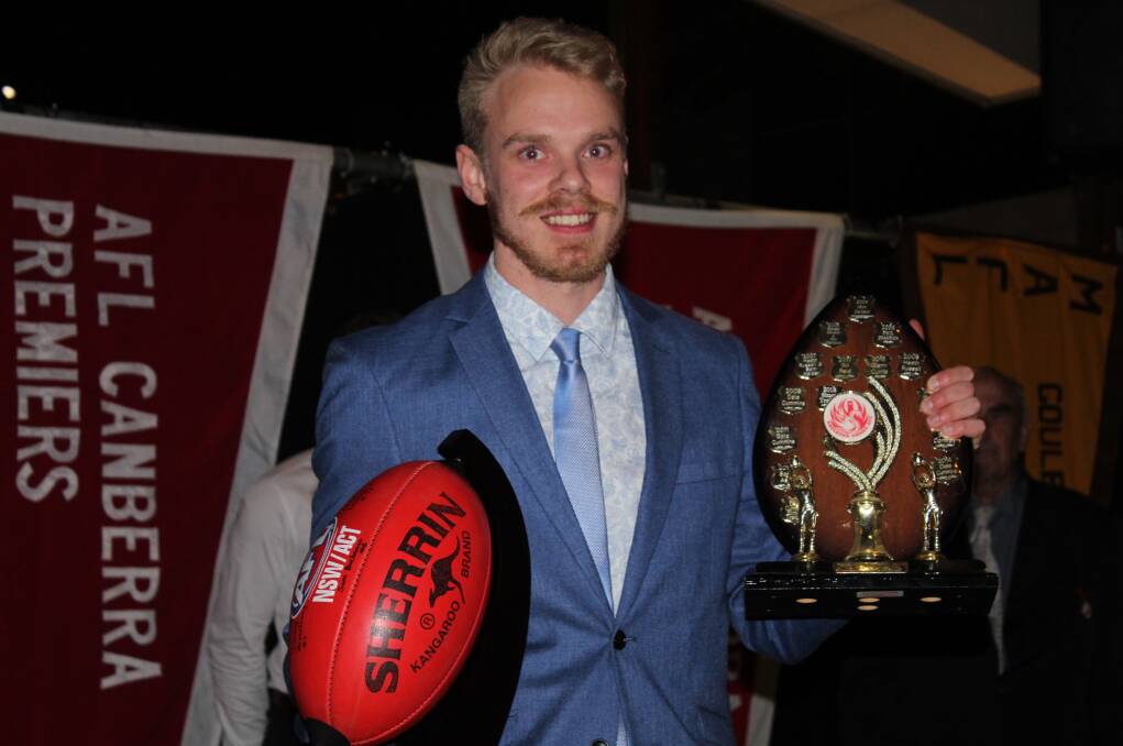 New coach: Simon Treloar, seen here at the Swans' 2018 presentation night, is the newly-elected coach of the Goulburn Swans Football Club for the 2019 season. Photo: Zac Lowe.