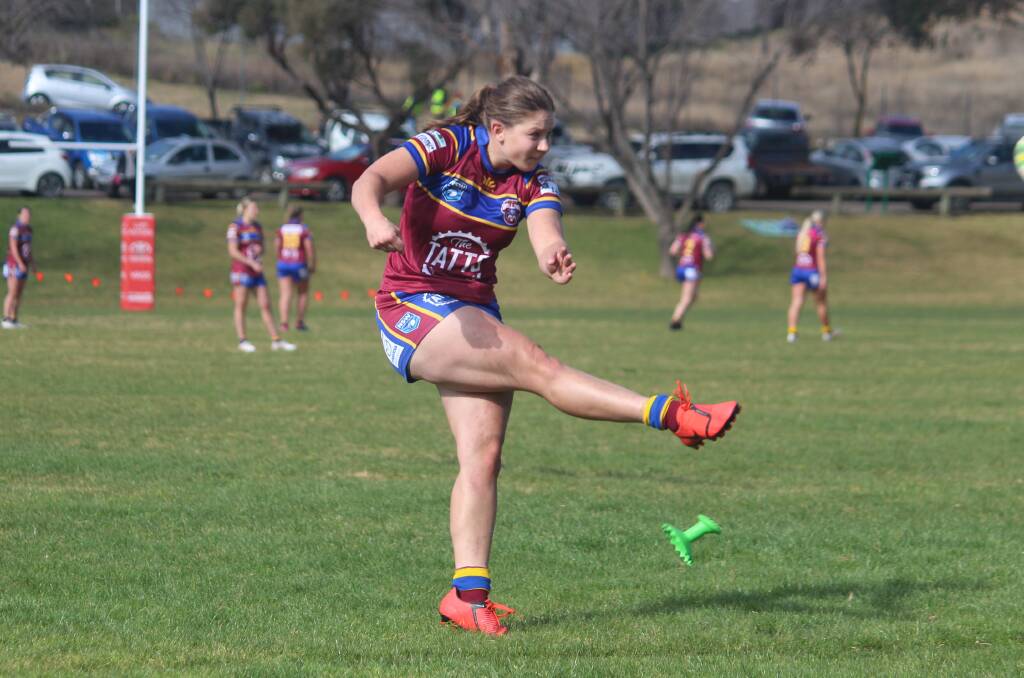 Booted: Lauren Kelly had a wonderful year kicking for the Goulburn Bulldogs Katrina Fanning Shield side, which produced 92 points to put her on top of the CRRL point-scorers' table. Photo: Zac Lowe.